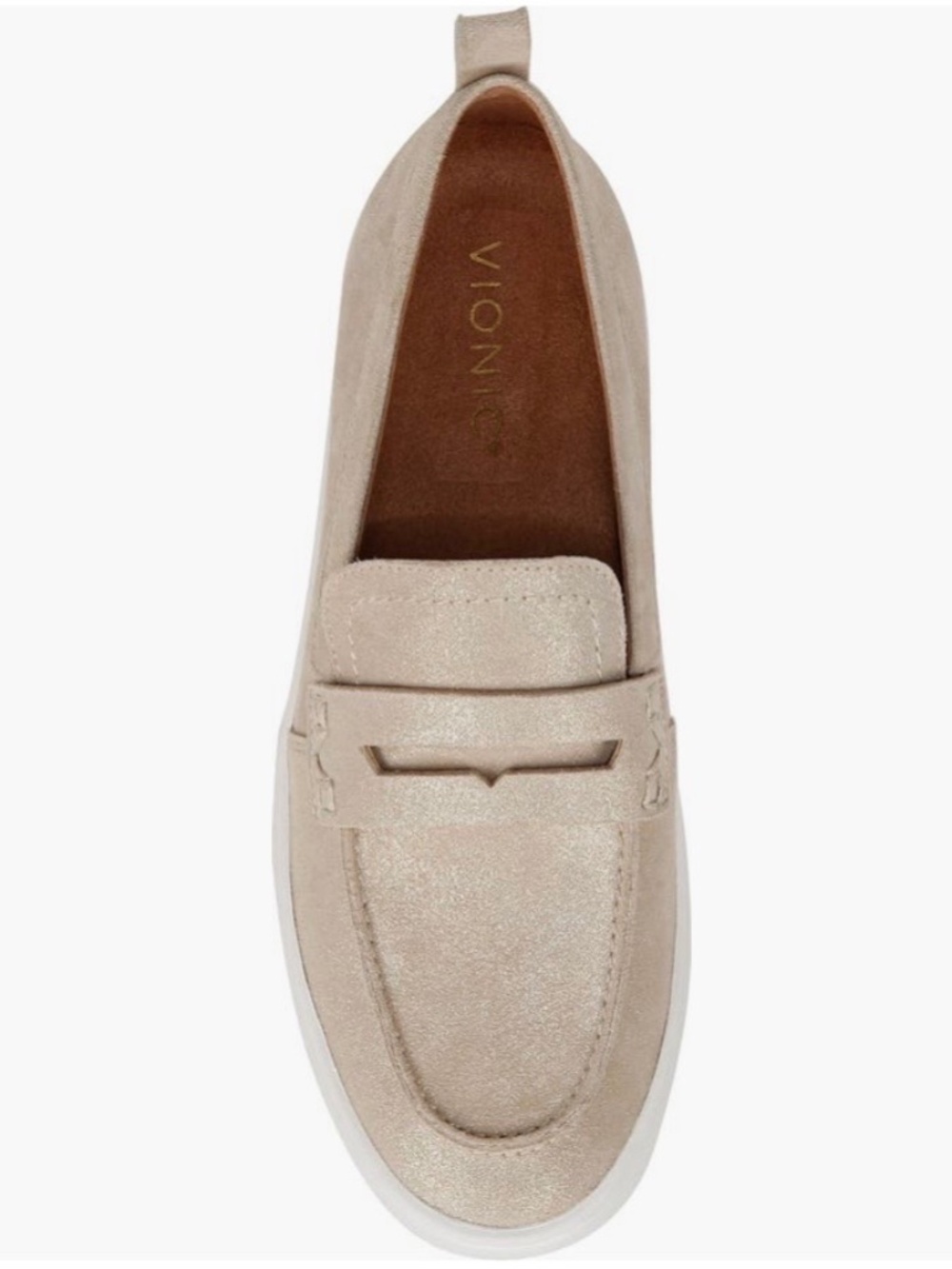 Vionic Uptown Hybrid Penny Loafer Leather Gold Shimmer SZ 9